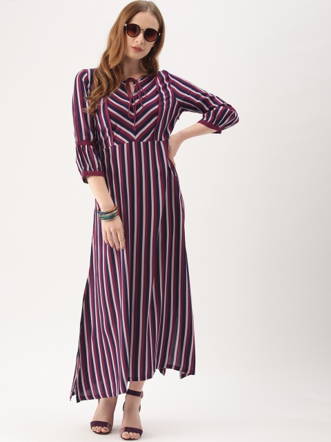 

DressBerry Women Striped Maroon Maxi Dress