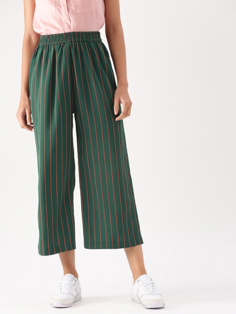 

DressBerry Women Green & Red Regular Fit Striped Parallel Trousers