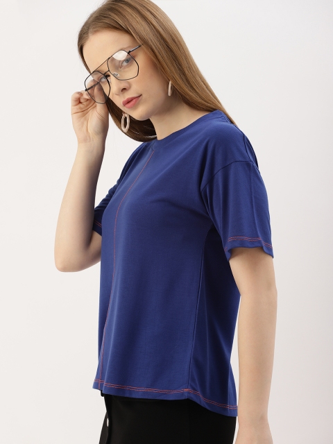 

DressBerry Women Blue Solid Round Neck T-shirt