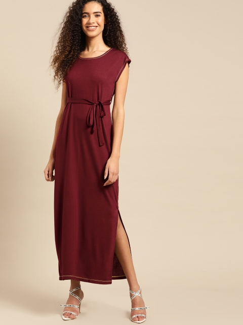 

DressBerry Women Maroon Solid Maxi Dress
