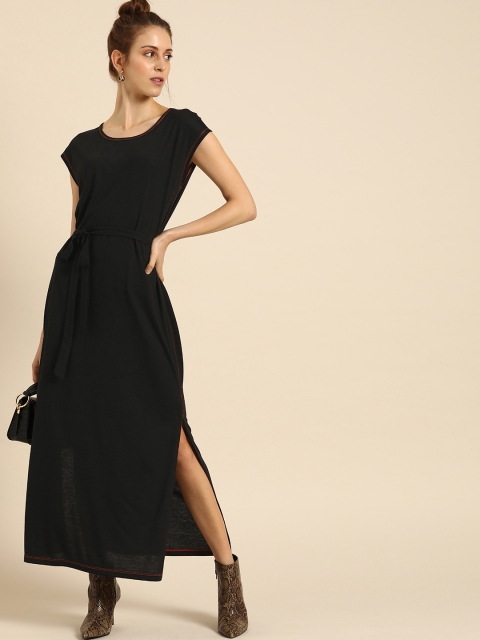 

DressBerry Women Solid Black Maxi Dress