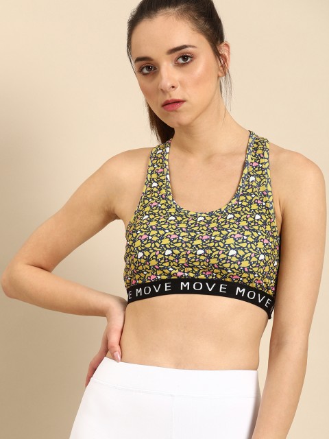 

DressBerry Yellow Printed Non-Wired Lightly Padded Sports Bra 27902-B