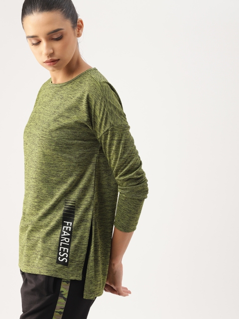 

DressBerry Women Olive Green Solid Round Neck T-shirt