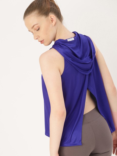 

DressBerry Women Purple Solid Hooded Styled Back Top