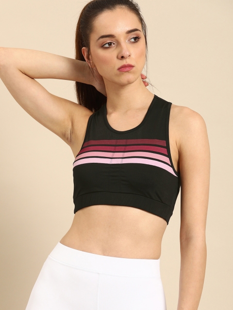 

DressBerry Black Striped Non-Wired Lightly Padded Sports Bra 27876-A