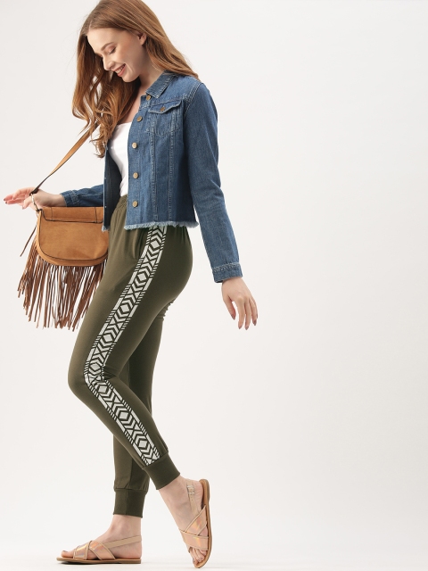 

DressBerry Women Olive Green Solid Track Pants