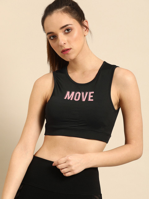 

DressBerry Black Printed Non-Wired Lightly Padded Sports Bra 27904-A