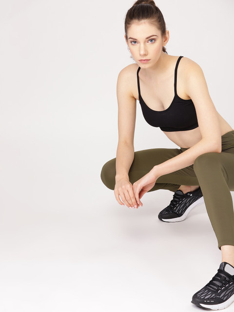 

DressBerry Women Olive Green Solid Tights