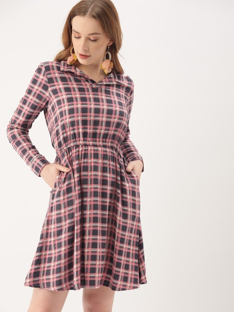 

DressBerry Women Checked Pink Shirt Dress
