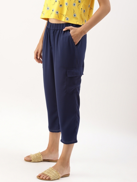 

DressBerry Women Navy Blue Regular Fit Solid Trousers