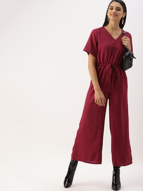 

DressBerry Women Maroon Solid Basic Jumpsuit