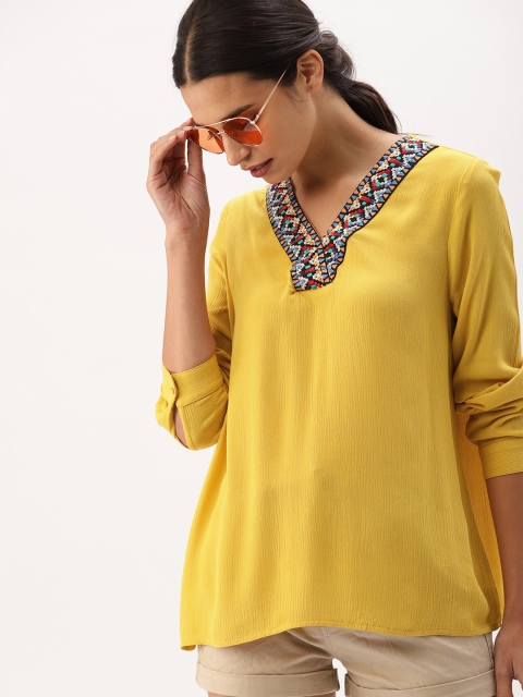 

DressBerry Women Yellow Solid Top