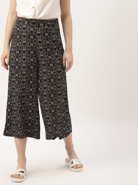 

DressBerry Women Black & Brown Regular Fit Printed Culottes