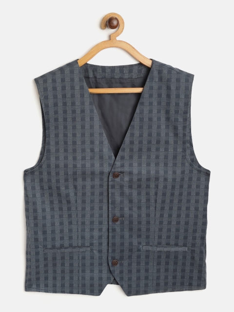

Indian Terrain Boys Navy Blue Checked Waistcoat