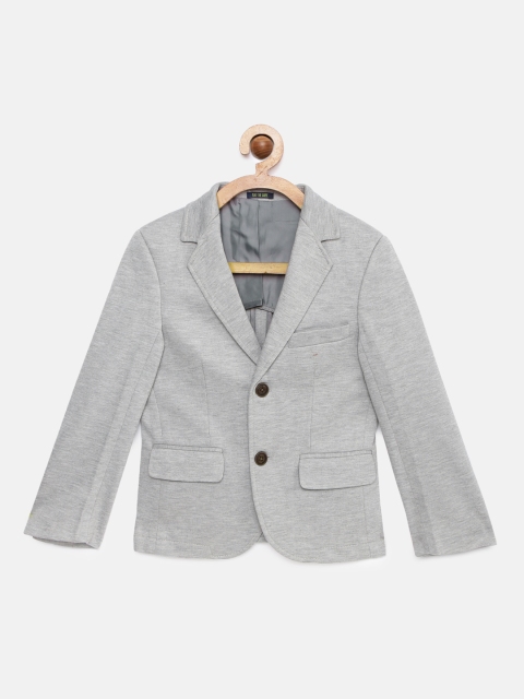 

Indian Terrain Boys Grey Melange Self-Design Casual Blazer