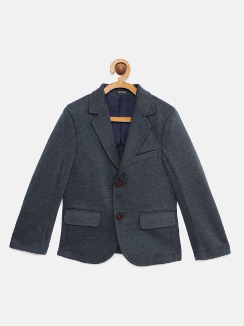 

Indian Terrain Boys Navy Blue Self-Design Casual Blazer