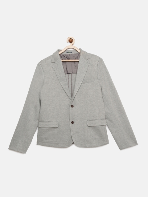 

Indian Terrain Boys Light Grey Solid Single-Breasted Blazer