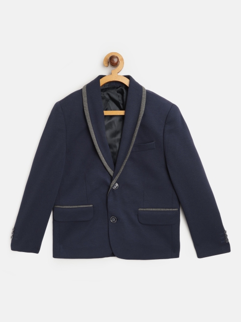 

Indian Terrain Boys Navy Blue Solid Single-Breasted Casual Blazer