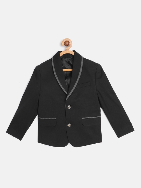 

Indian Terrain Boys Black Solid Single-Breasted Blazer