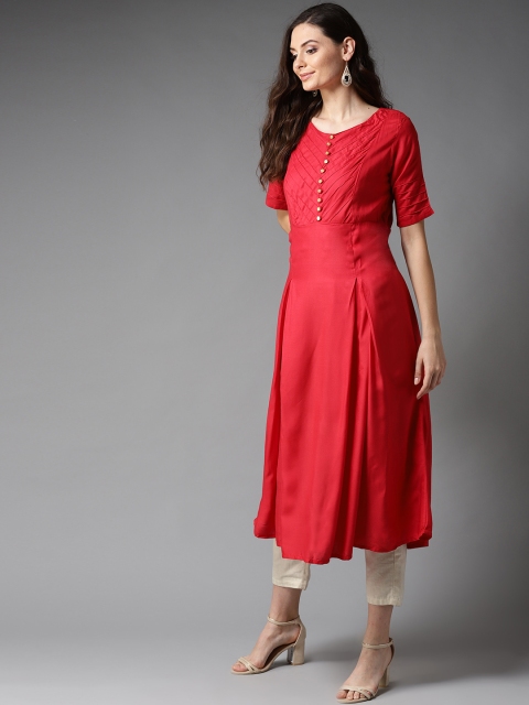

HERE&NOW Women Red Solid A-Line Kurta