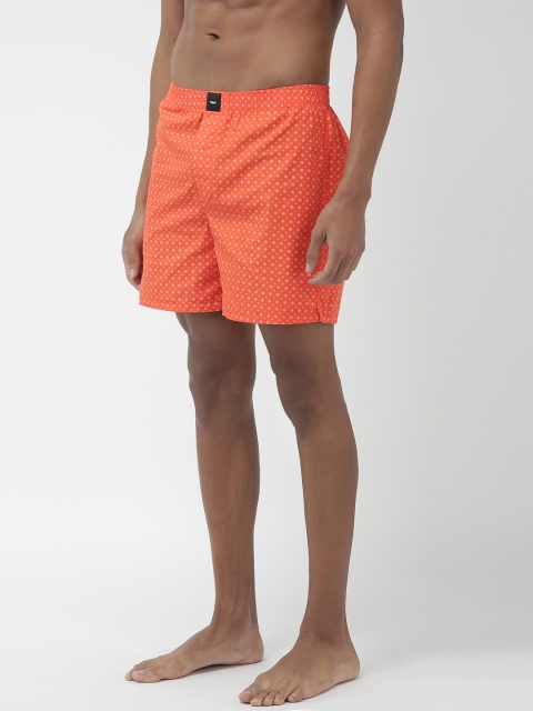 

Park Avenue Men Orange & White Printed Pure Cotton Boxers