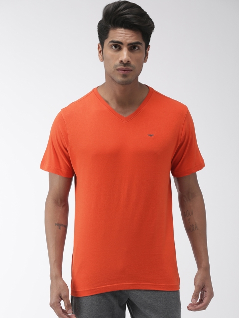 

Park Avenue Men Orange Solid V-Neck Lounge T-shirt PZUC00459-E5