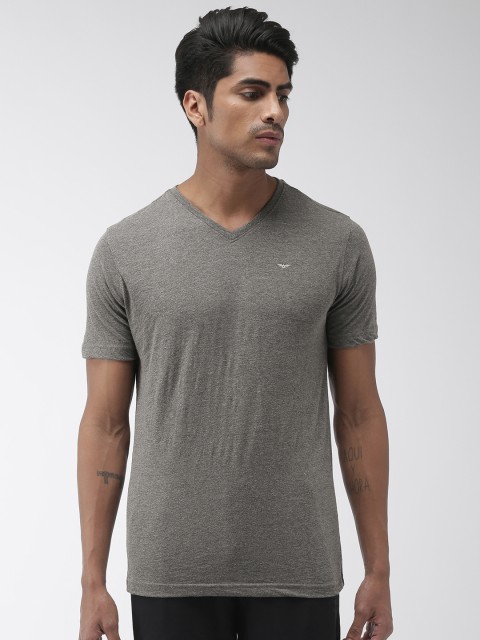 

Park Avenue Men Charcoal Grey Solid V-Neck Lounge T-shirt PZUC00459-G8