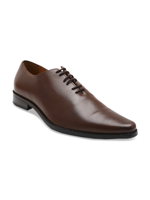 

HATS OFF ACCESSORIES Men Brown Solid Leather Formal Oxford Shoes
