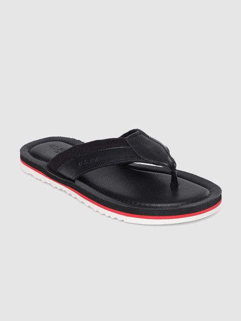 

U.S. Polo Assn. Men Black Solid Thong Flip-Flops