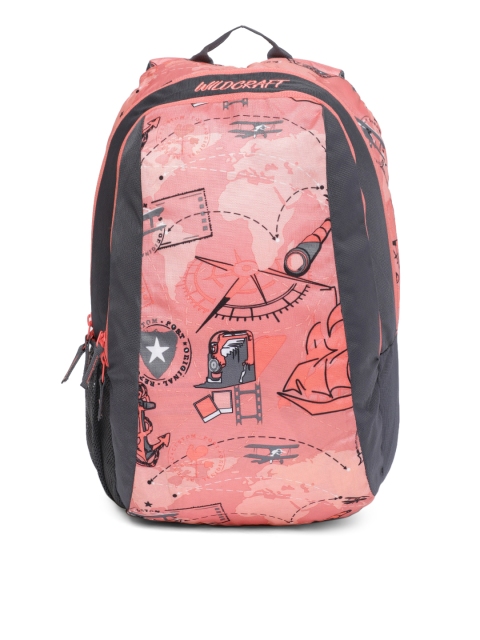 

Wildcraft Unisex Peach-Coloured & Grey Graphic Rovo Backpack