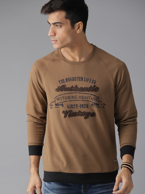 

Roadster Men Brown Printed Sweatshirt