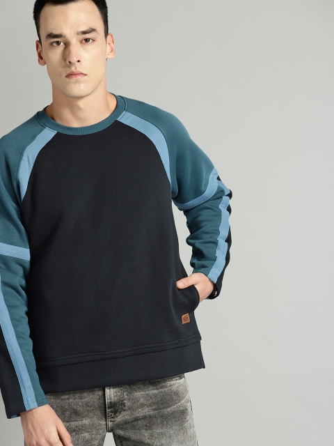 

Roadster Men Navy Blue Solid Sweatshirt