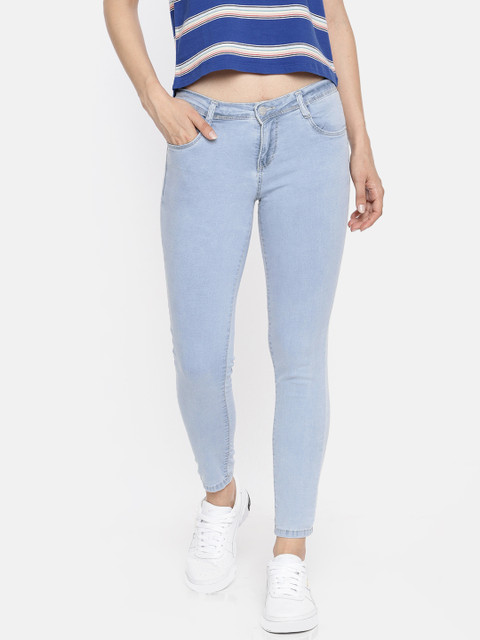 

Kraus Jeans Women K4050 Blue Slim Fit Mid-Rise Clean Look Stretchable Cropped Jeans