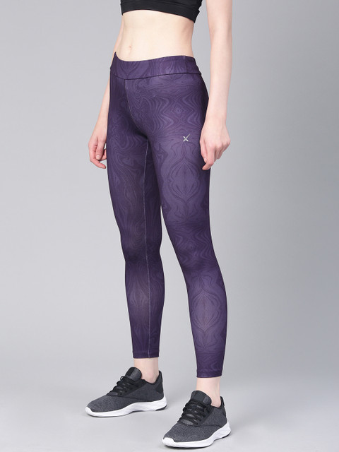 

HRX by Hrithik Roshan Women Purple Printed Rapid Dry Regular Fit Yoga Tights
