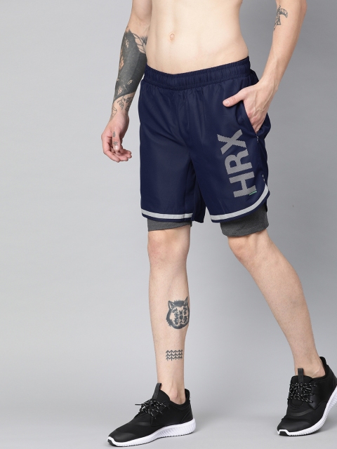

HRX by Hrithik Roshan Men Navy Blue Solid Regular Fit Rapid Dry Training Shorts
