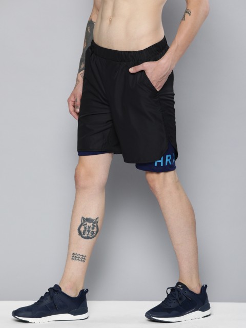 

HRX by Hrithik Roshan Men Black Solid Regular Fit Rapid Dry Running Shorts