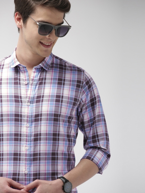 

Mast & Harbour Men Blue & Brown Checked Casual Shirt