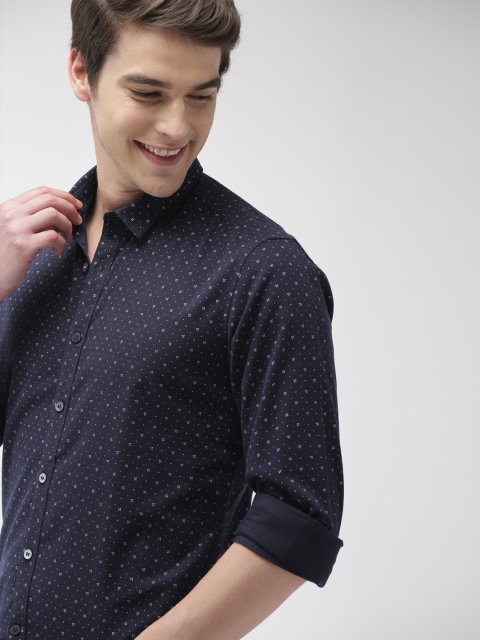 

Mast & Harbour Men Navy Blue Printed Casual Shirt