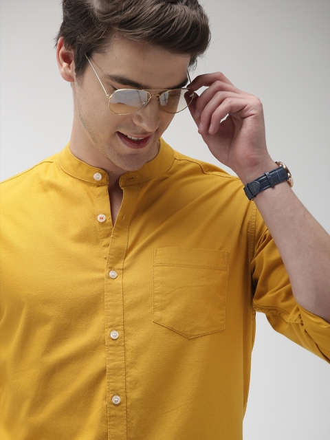 

Mast & Harbour Men Mustard Yellow Regular Fit Solid Casual Shirt