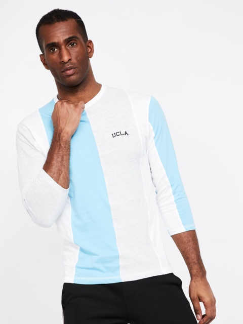 

UCLA Men White Y Blue Colourblocked Round Neck T-shirt