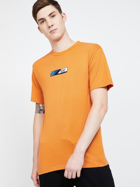

UCLA Men Orange Solid Round Neck T-shirt