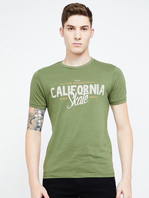 

UCLA Men Olive Green Printed Round Neck T-shirt