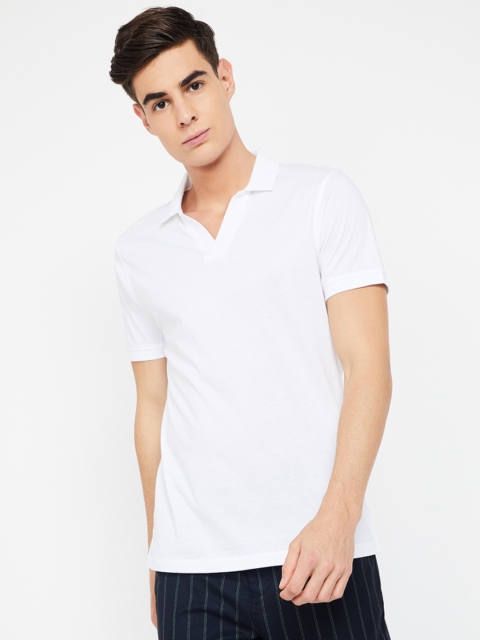 

CODE by Lifestyle Men White Solid Polo Collar T-shirt