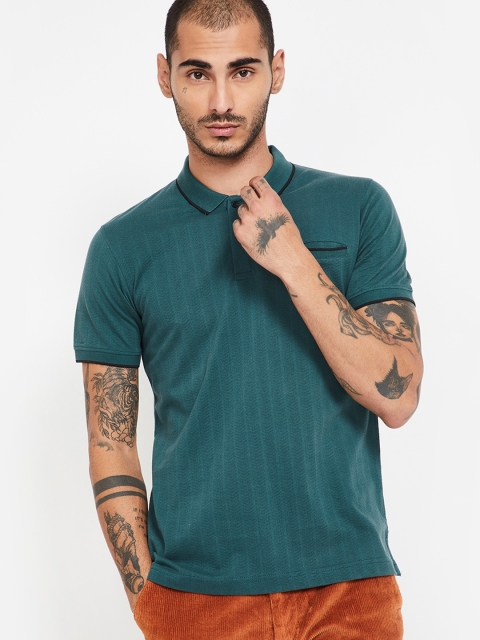 

CODE by Lifestyle Men Green Solid Polo Collar T-shirt