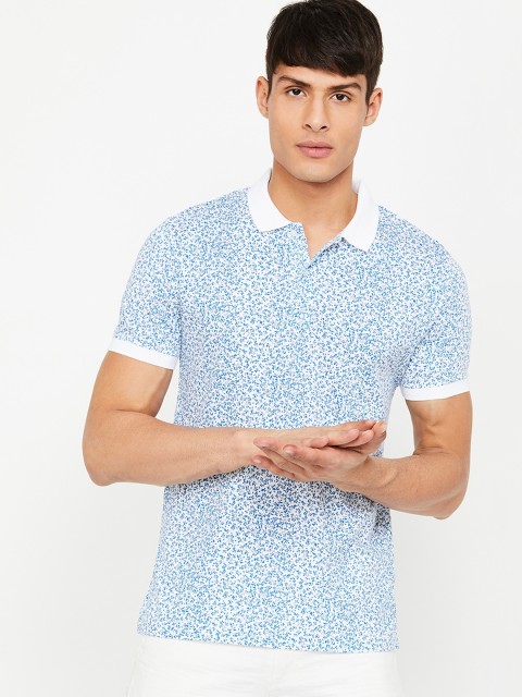 

CODE by Lifestyle Men Blue Printed Polo Collar T-shirt