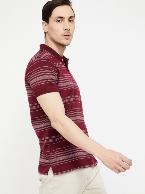 

CODE by Lifestyle Men White & Red Striped Polo Collar T-shirt