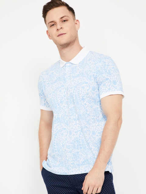 

CODE by Lifestyle Men White & Blue Printed Polo Collar T-shirt