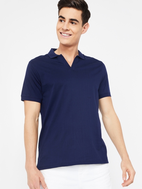 

CODE by Lifestyle Men Navy Blue Solid Polo Collar T-shirt