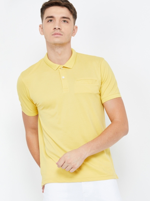 

CODE by Lifestyle Men Mustard Solid Polo Collar T-shirt