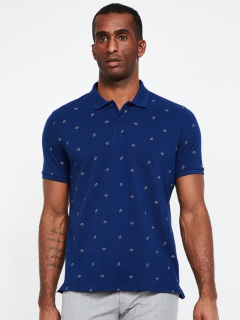 

Fame Forever by Lifestyle Men Navy Blue Printed Polo Collar T-shirt